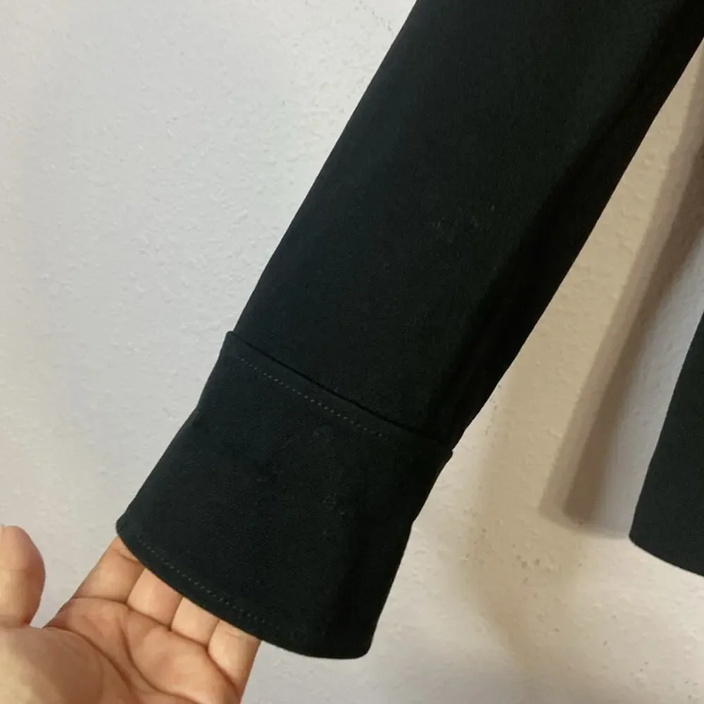 Vintage St John Sport Women Black Cotton Blend with Gold Button Blazer Size 4